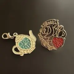 セボンスター　メタルチャーム&ピンバッジ　2個セット　ローズとティーポット