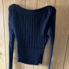 UNIQLOU ユニクロユー　3D リブバルーンクルーネックセーター　黒　L