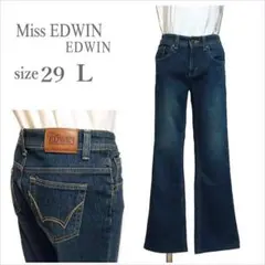 ｛miss EDWIN｝インディゴブルー系ロゴラベル付きジーンズ 29 L位
