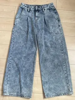 ケミカルウォッシュ ワイドデニムパンツ メンズ レディース ワイドパンツのサムネイル