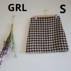 グレイル 【S】 千鳥柄スカート ミニ丈 後ろファスナー ミニ丈 裏地あり 総柄