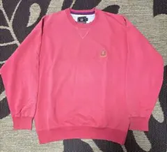 80s CHAPS ラルフ スウェット M ピンク 刺繍ロゴ Vガゼット