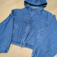 極美品しまむらデニムブルー フード付きジャケット