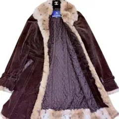 BURBERRY BLUE LABEL ロングコート ブラウン ファーコート