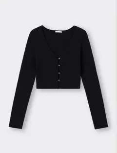 GU カットクロップドカーディガン ブラック　UVカット