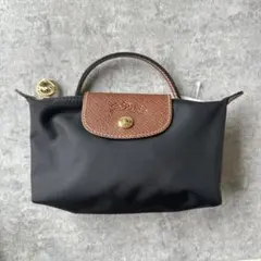 新品 ロンシャン ル プリアージュ ミニXS 2WAY ショルダー ネイビー×茶