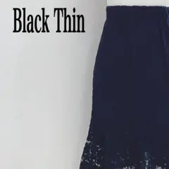 スカート 花柄レース 裏地 薄手 ウエストゴム ブラック 黒 フェミニン