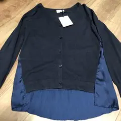 新品、未着用【PLST】 M バックプリーツニットカーディガン　プラステ