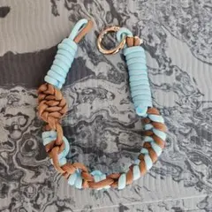 パラコード編みストラップ 水色/茶色