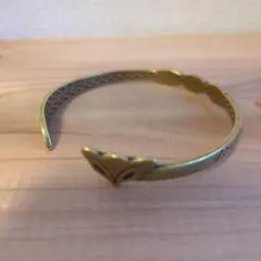 【アンティーク風】真鍮 キツネ バングル ブレスレット ブラス 調整可能