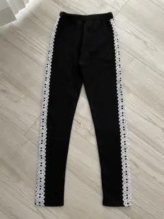 【未使用】150 レースラインパンツ レギンス スパッツ 黒 女の子