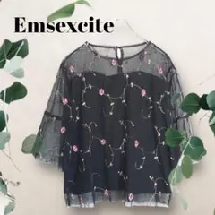 【Emsexcite】エムズエキサイト ブラウス 総レース 刺繍 花柄 透け感