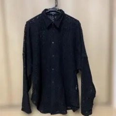 【メルカリ市】REGIEVO 黒 レース 長袖シャツ　Ｌのサムネイル
