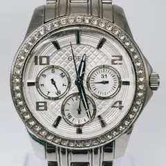 新品電池/稼働　GUESS 腕時計　クロノグラフ　ストーン　レトロ メンズ