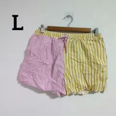１点限り⭐️ストライプ ショートパンツ 【L】綿100% コットン 爽やか