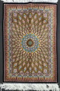 最高峰 270万ノット クム産 ペルシャ絨毯 シルク 60×92 逸品 美術品 最高峰 270万ノット クム産 ペルシャ絨毯 シルク 60×92 逸品 美術品