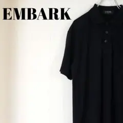 【EMBARK】メンズ 薄手ポロシャツ ブラック シンプル サイズL
