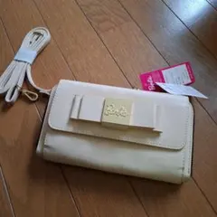 Barbie 長財布 リボン付き ベージュ　ショルダーのサムネイル