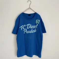 【DIESEL】半袖　カットソー　トップス　青　コットン100% 【M】プリント