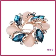 【新品】可愛い♡　ブルーフラワーブローチ　クリスタル　a