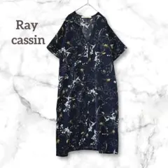 レイカズン シアー花柄ロングカーディガン 半袖 ひとつボタン カジュアル L