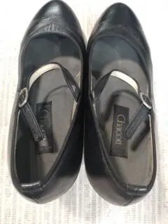 チャコット黒レザー フラメンコシューズ ストラップ付き23cm美品! 練習用【チャコット】フラメンコシューズ 23 5cm ブラック 黒