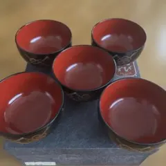 会津漆器 汁椀5個セット