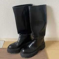 ZARA ザラ ロングブーツ 厚底 ブラック