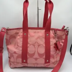 Coach Signature daisy bag 2way pink