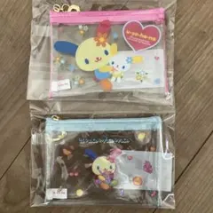 サンリオキャラクターズ ウサハナミニクリアポーチ ピンク ブルー ２種セット
