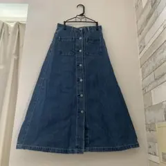 GU デニムロングスカート フロントボタン M