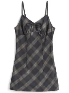 GRL チェック柄リボンキャミミニワンピース