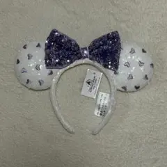 タグ付き ディズニー ミニー カチューシャ ハート パープルリボン スパンコール