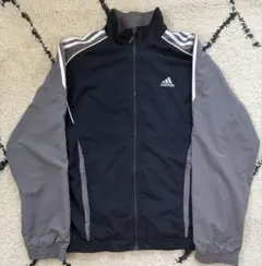 00s adidas ナイロンジャケット グレー ダークネイビー