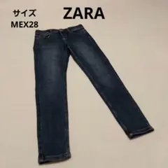 ザラ デニムテーパードパンツ M ネイビー ストレッチ生地 シンプル カジュアル