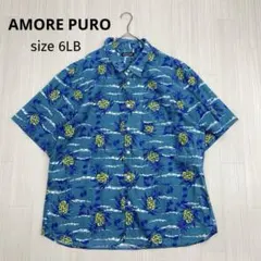 ◆ AMORE PURO アロハシャツ パイナップル柄 ビックシャツ 6LB