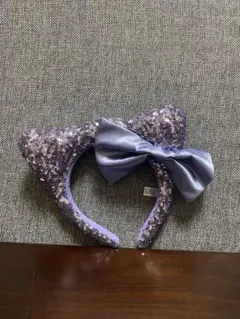 紫色 スパンコール 猫耳カチューシャ
