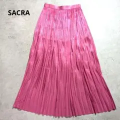 【未使用】SACRA サクラ 光沢 サテンプリーツロングスカート ピンク 36のサムネイル