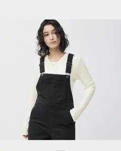 デニムサロペットワイドパンツ