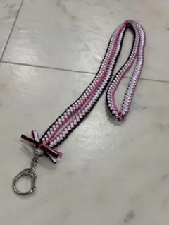 パラコード スマホショルダー ストラップ ピンク ブラウン ハンドメイド