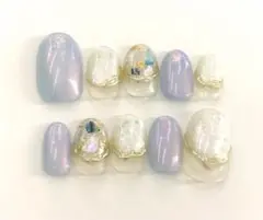 夏の新品/H168/偏光パールのニュアンスリゾートネイルチップ