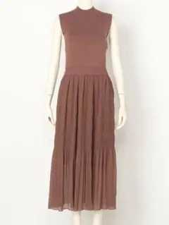 フレイアイディー 楊柳プリーツニットコンビワンピース