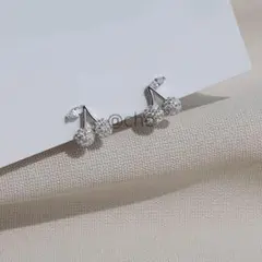 ピアス さくらんぼ 金属アレルギー対応 シルバー925 SV925