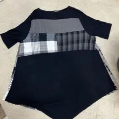 THIRTY チュニック 半袖 チェック柄 パッチワーク