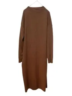 【N0024】OPAQUE.CLIP　ブラウン ハイネックニットワンピース
