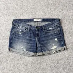 アバクロンビー&フィッチ　デニム　ショートパンツ　ダメージ加工　ロールアップ