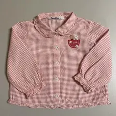 ファミリア　ブラウス　80サイズ　チェック　リアちゃん　フリル　花ボタン