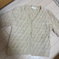 YCGS ベージュ レース編みカーディガン
