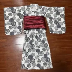 120cm 女の子　ワンピース　セパレート　和モダン　レトロ　浴衣・帯2本セット