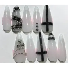 #61 黒白ネイルチップ‪✝︎